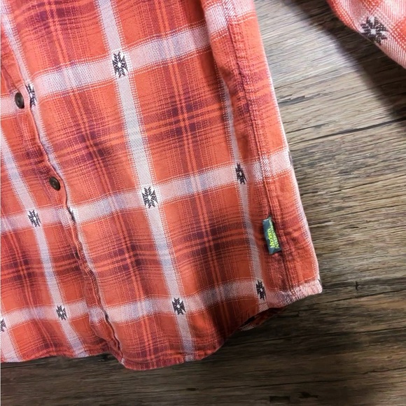 Modern Amusement Plaid Rust Orange Button Down Shirt - Picture 6 of 8